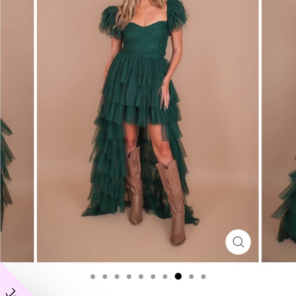 Ruffled Tiered Sage Dress - Picture 2 of 11